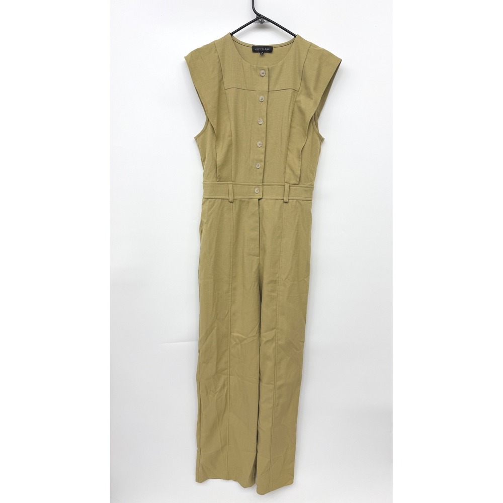 Jacquie the Label Button Up Cap Sleeve Jumpsuit Utility Womens L‎ Army Green